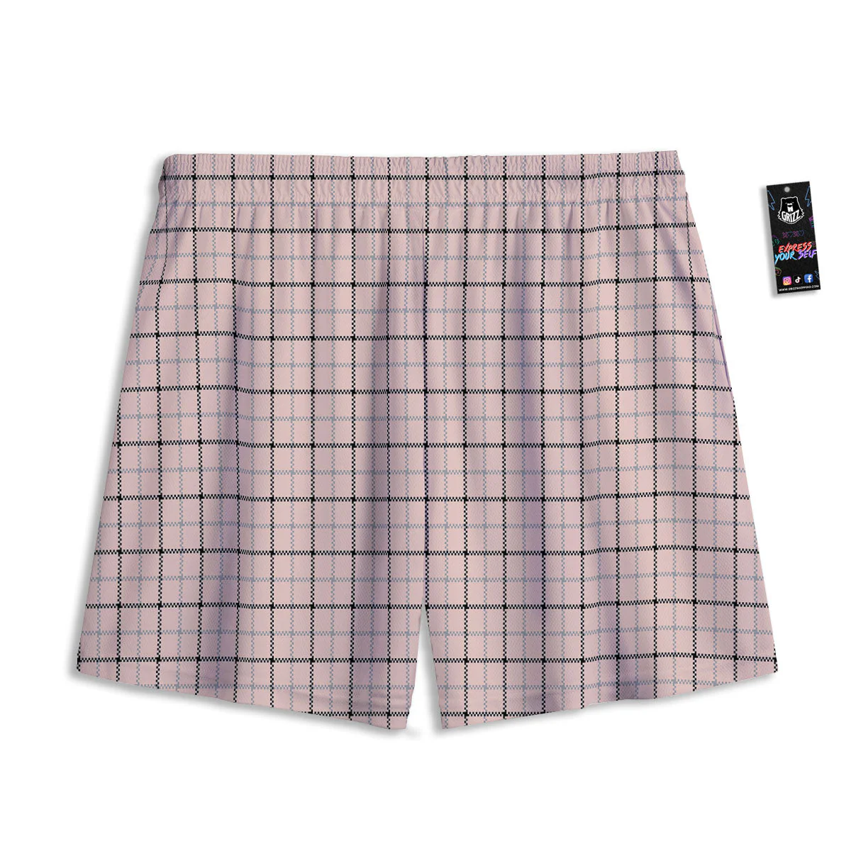 Pink Pastel And Black Tattersall Print Mesh Shorts - Image 2