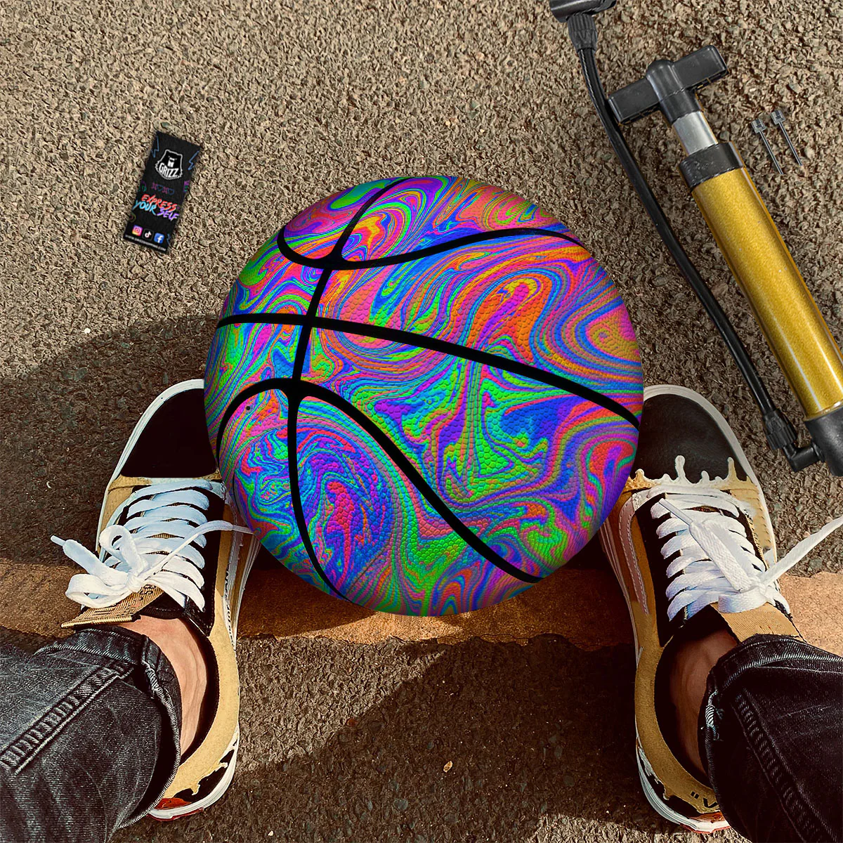 Pink Psychedelic Trippy Neon Green Print Basketball - Image 2