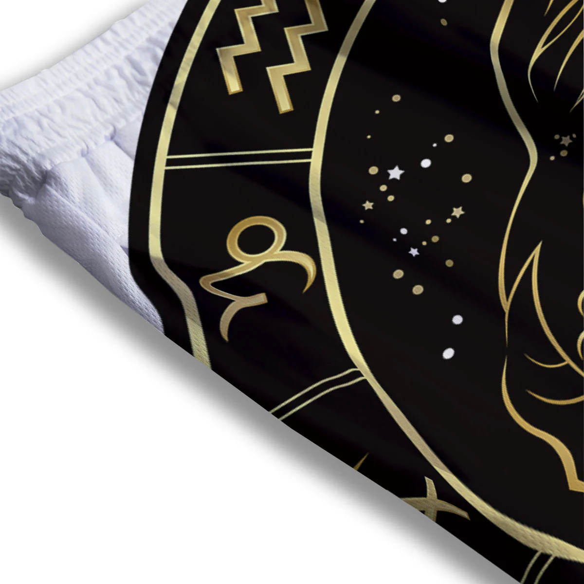 Pisces Sign Black And Gold Print Mesh Shorts - Image 3