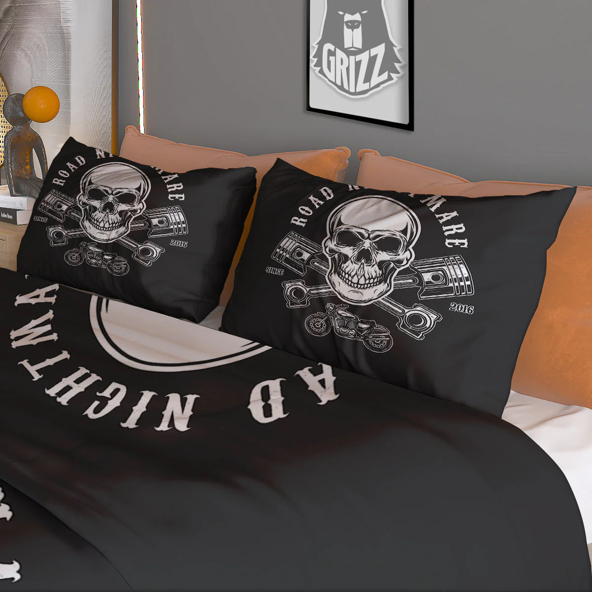 Piston Skull Mechanic Cross Print Duvet Cover Bedding Set - Image 3