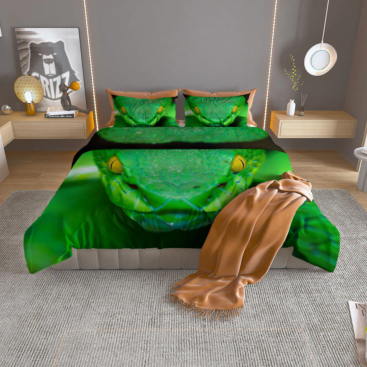 Pit Viper Green Print Duvet Cover Bedding Set