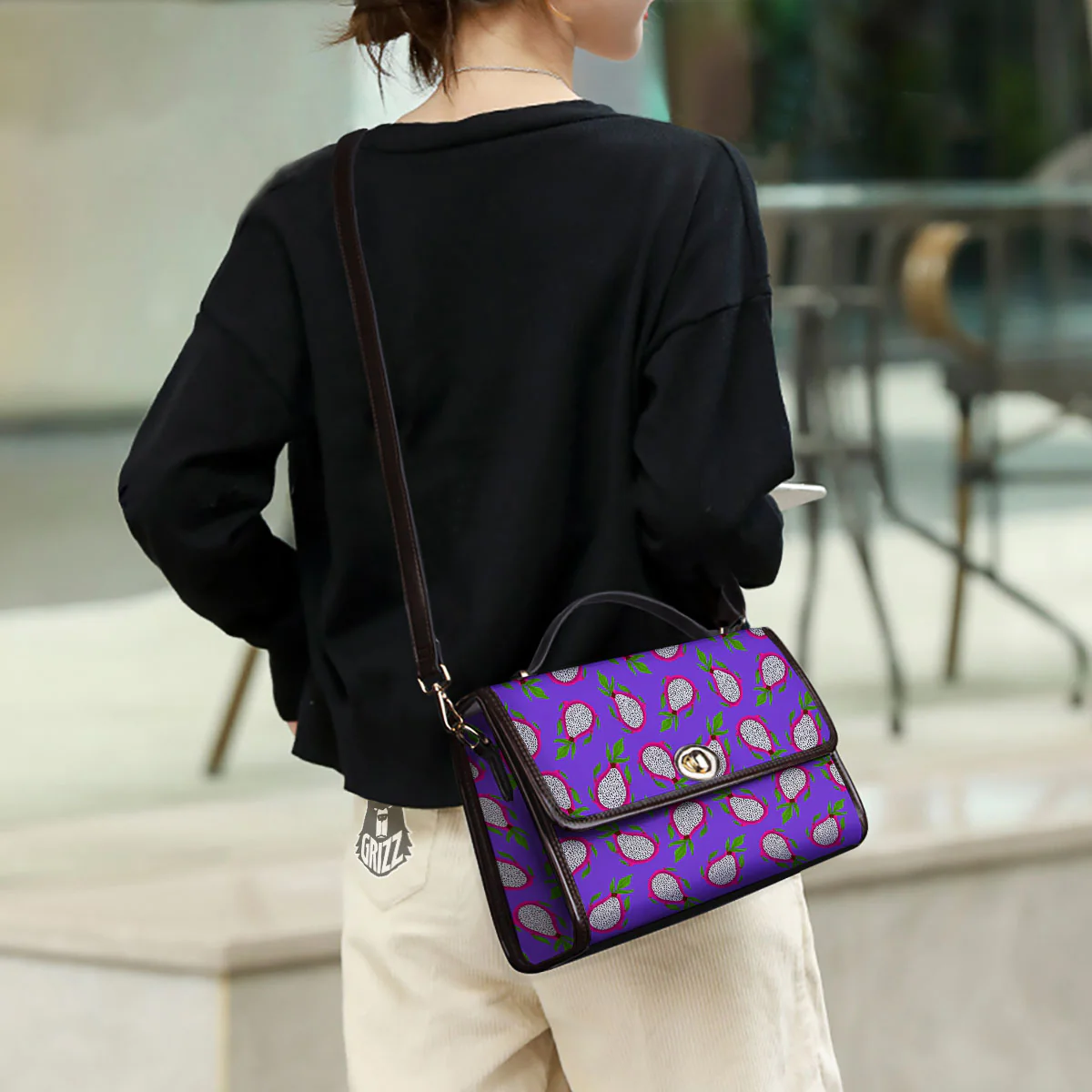 Pitaya Purple Print Pattern Women's Satchel Bag - Image 3