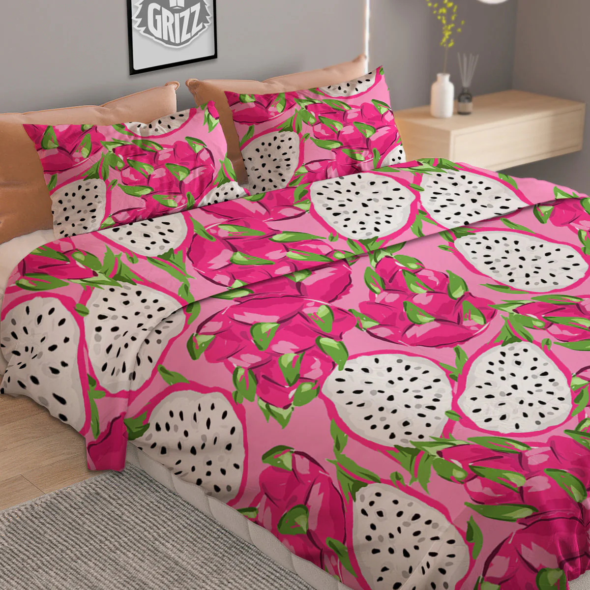 Pitaya Tropical Print Pattern Duvet Cover Bedding Set - Image 2