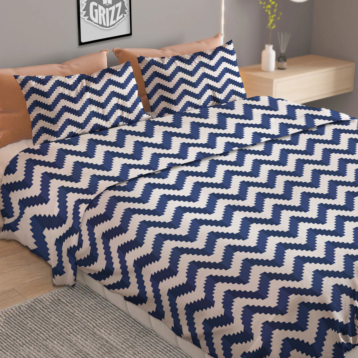 Pixel Zigzag Print Pattern Duvet Cover Bedding Set - Image 2