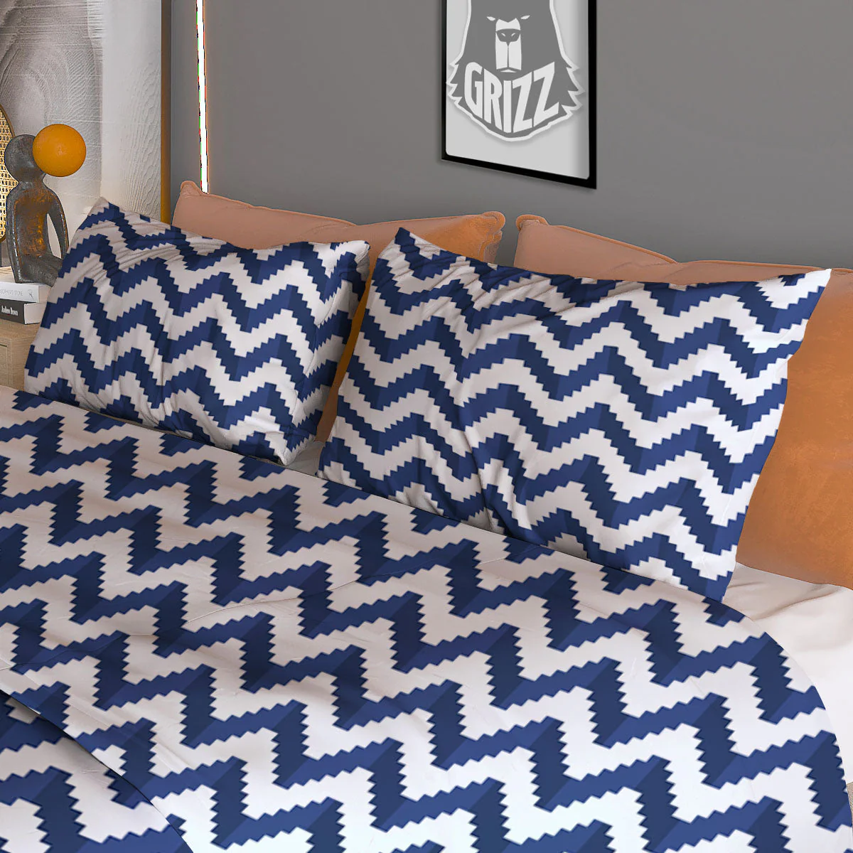 Pixel Zigzag Print Pattern Duvet Cover Bedding Set - Image 3