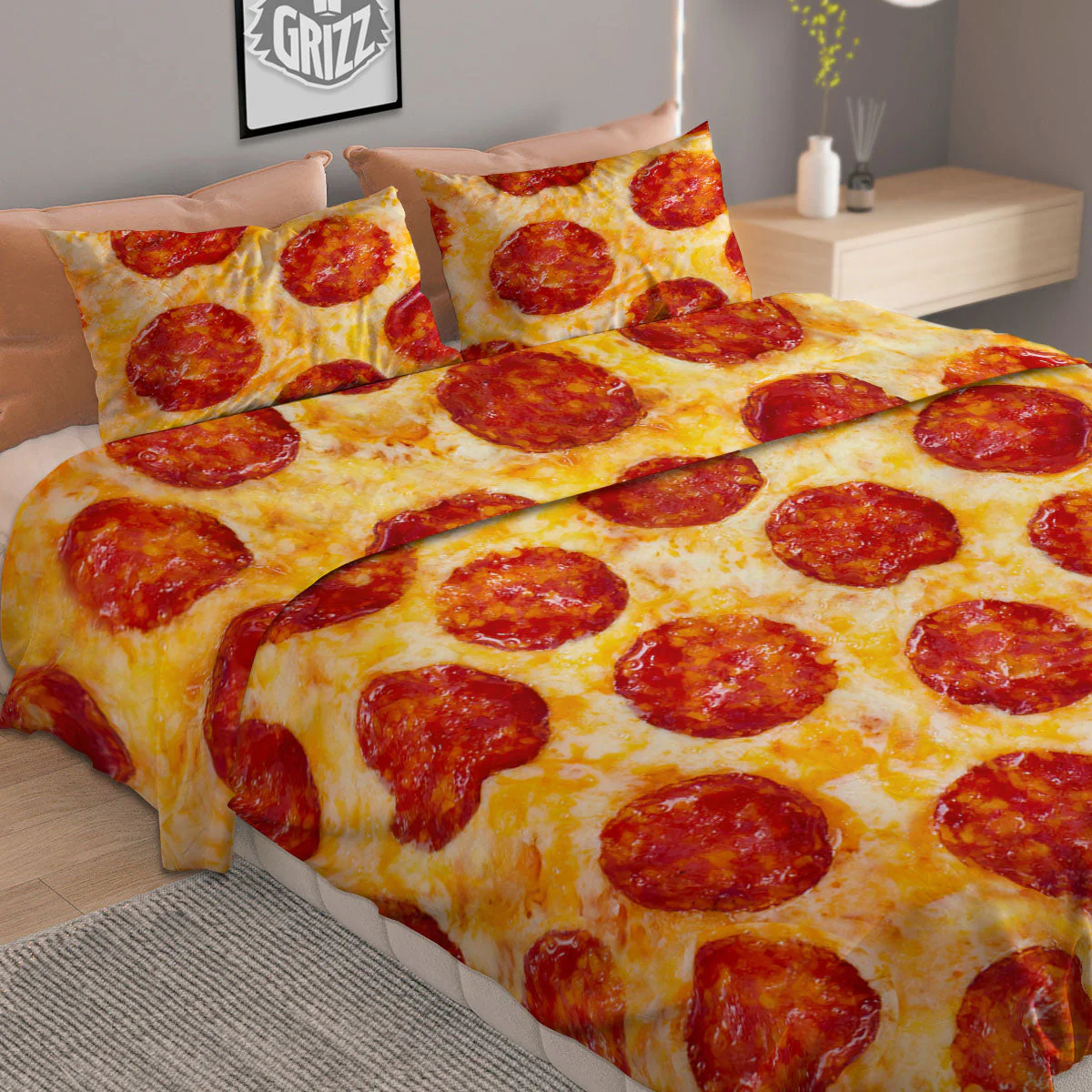 Pizza Pepperoni Print Duvet Cover Bedding Set - Image 2