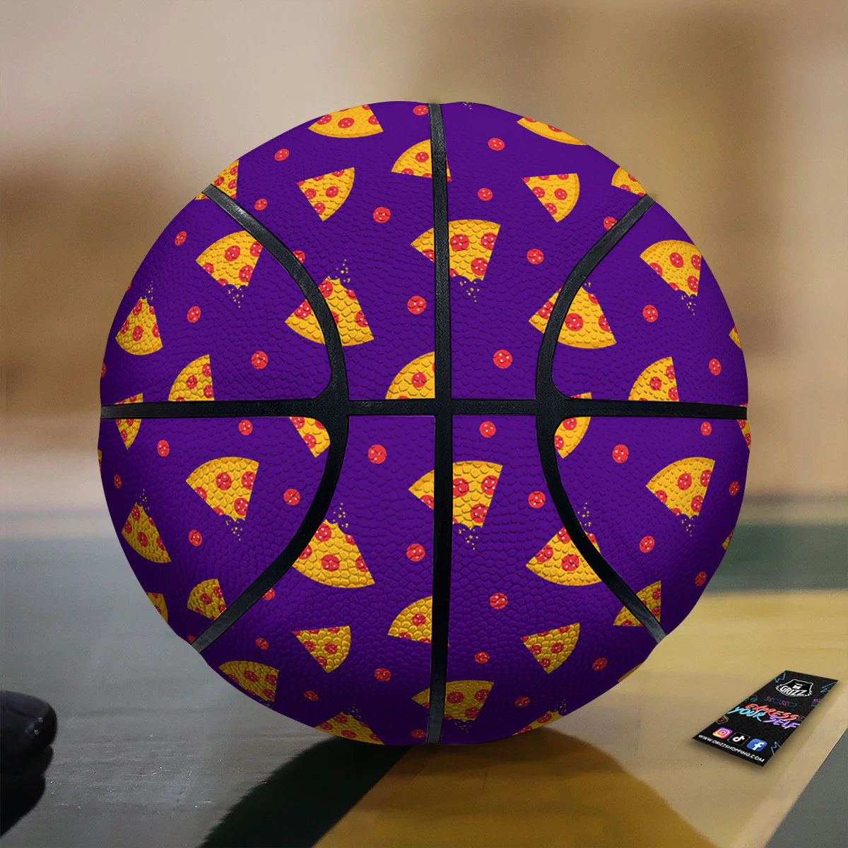 Pizza Purple Print Pattern Basketball