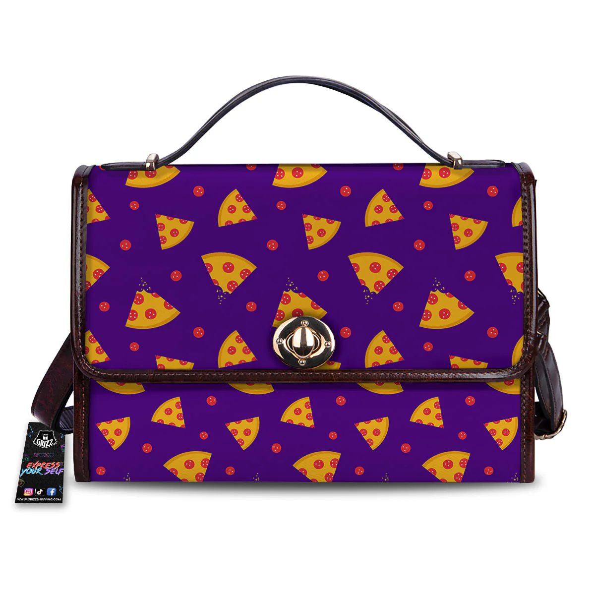 Pizza Purple Print Pattern Women's Satchel Bag