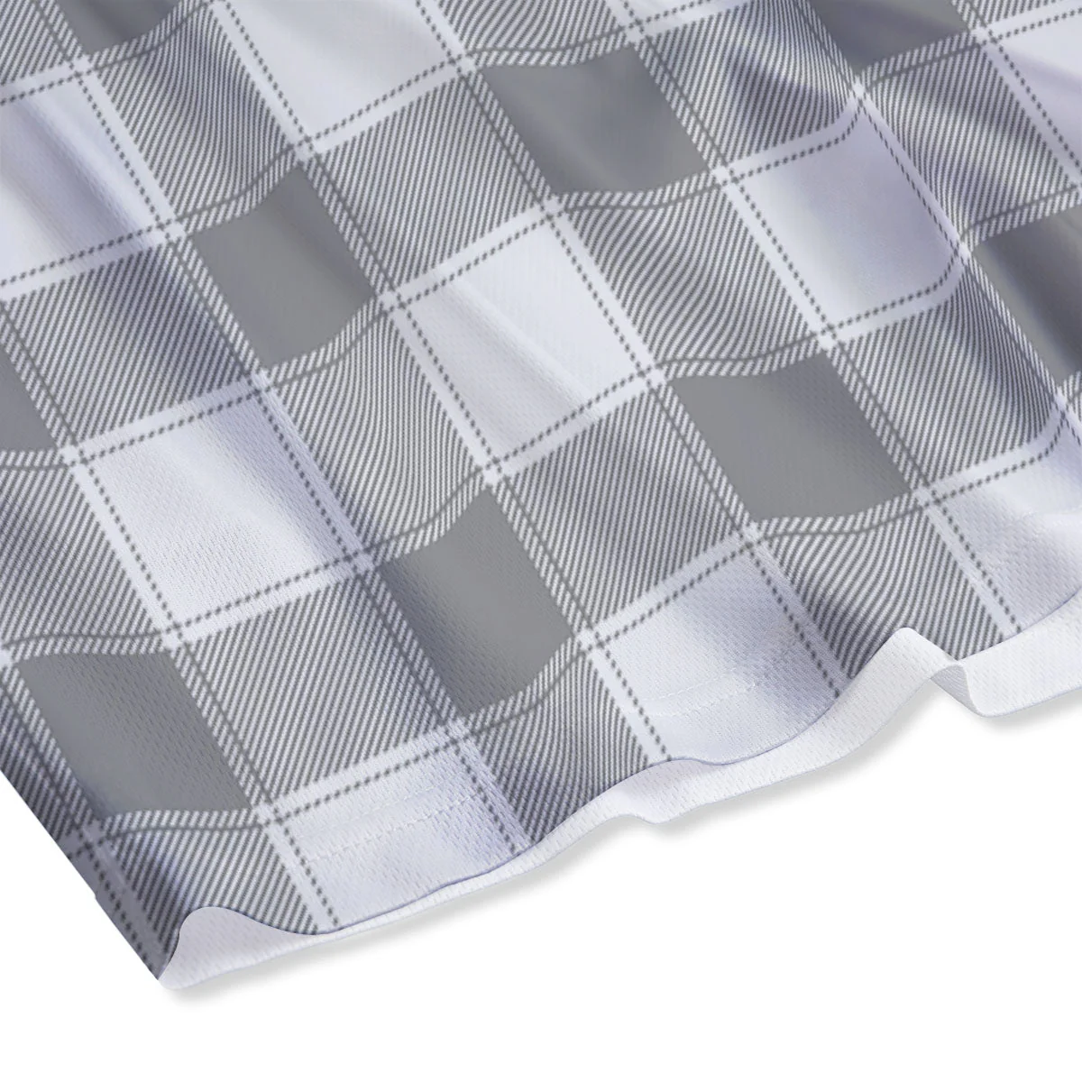 Plaid Grey And White Print Pattern Mesh Shorts - Image 4