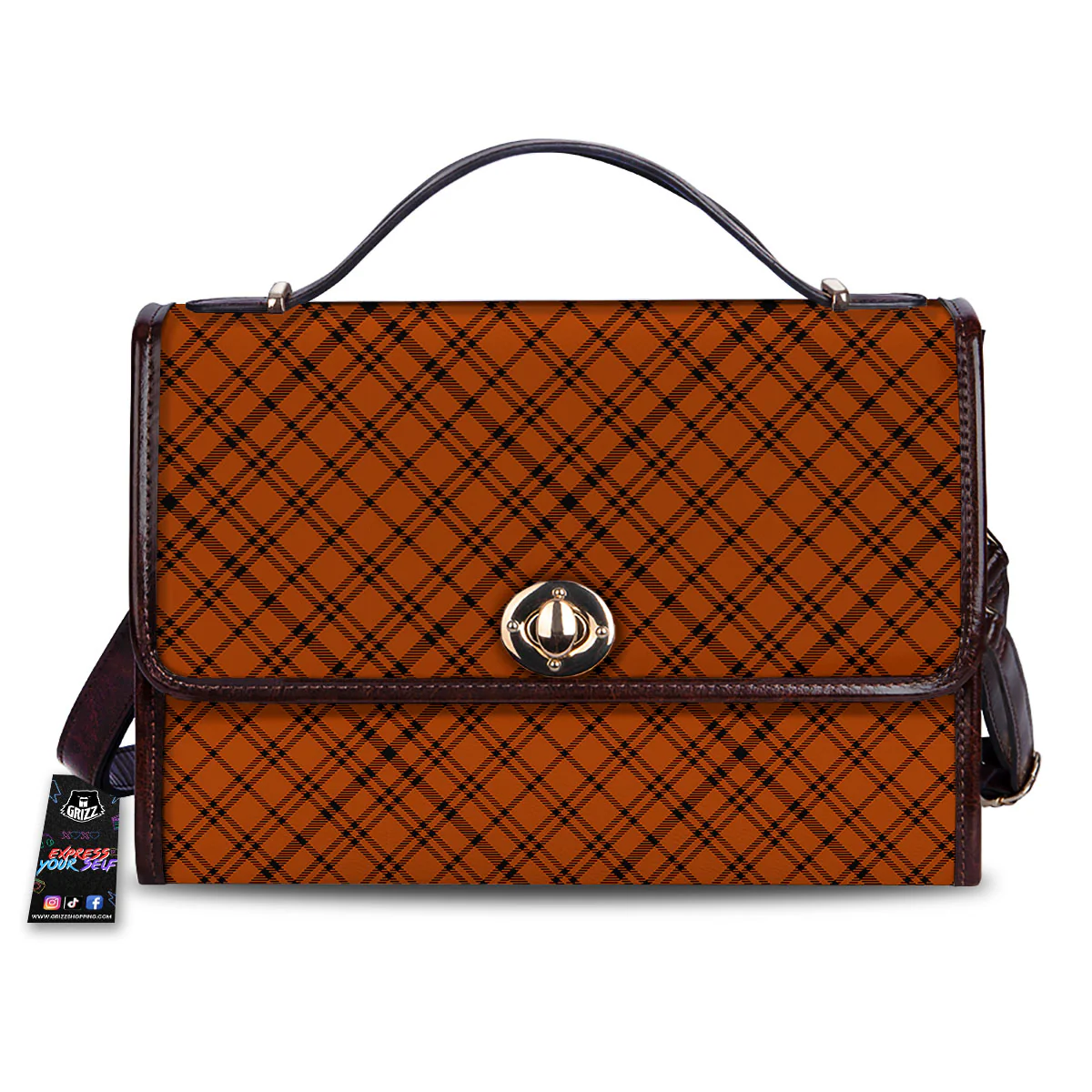 Plaid Halloween Print Pattern Women's Satchel Bag