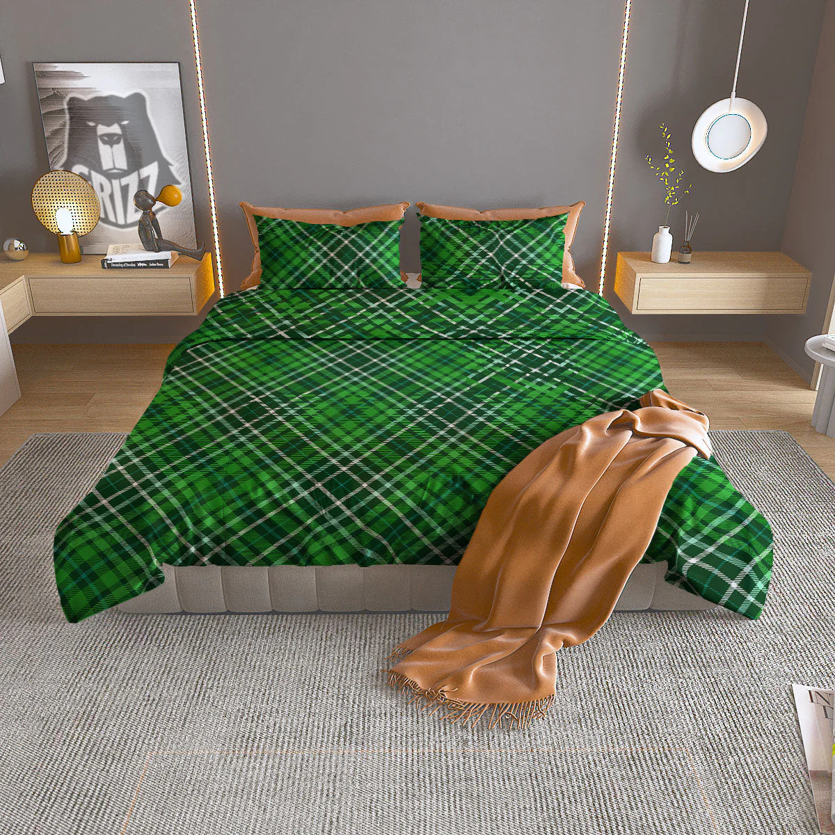 Plaid Irish Print Pattern Duvet Cover Bedding Set