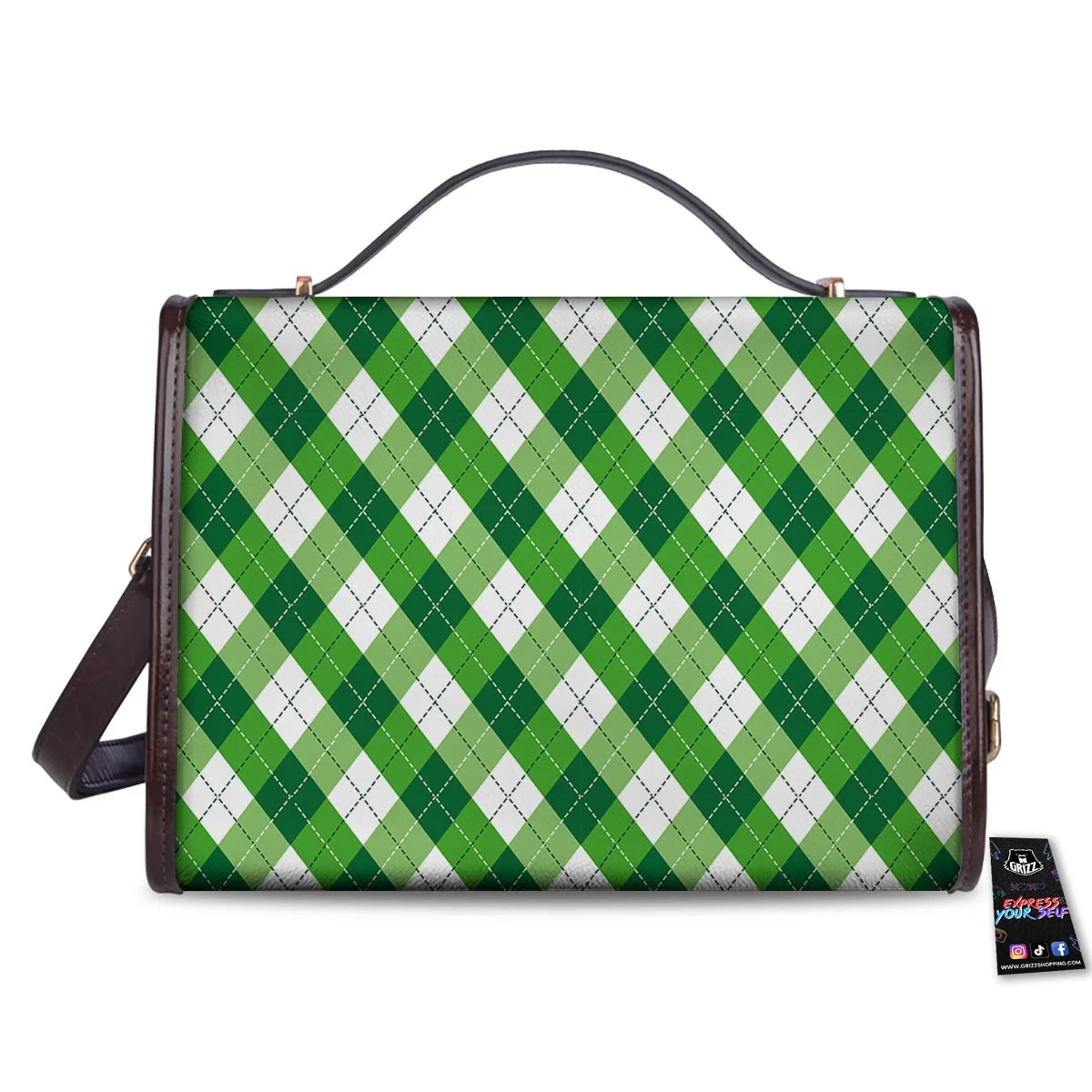 Plaid Saint Patrick's Day Print Pattern Women's Satchel Bag - Image 2