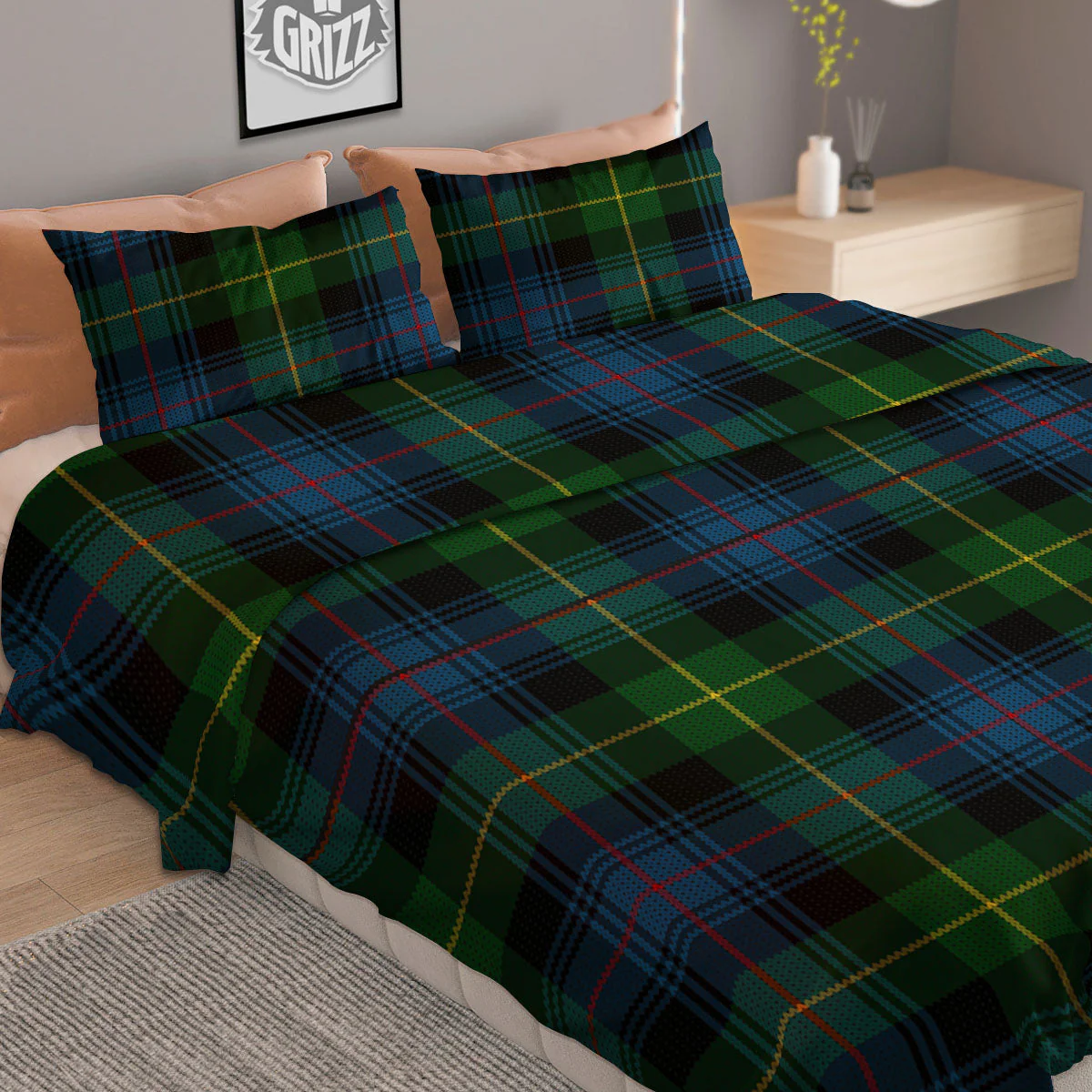 Plaid Scottish Knitted Print Duvet Cover Bedding Set - Image 2
