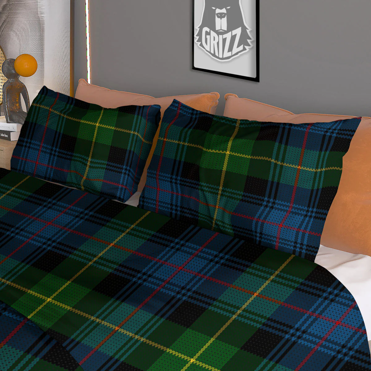 Plaid Scottish Knitted Print Duvet Cover Bedding Set - Image 3