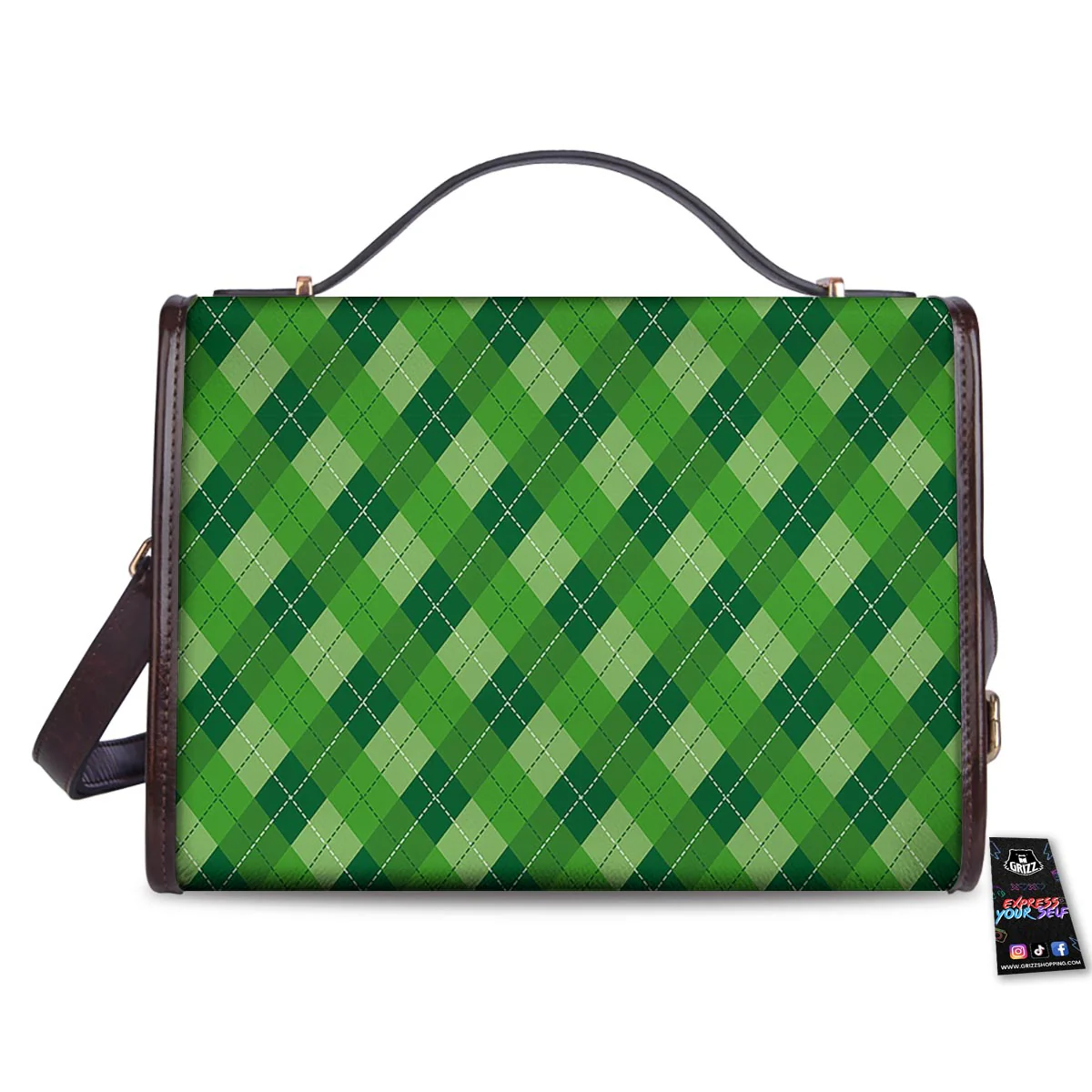 Plaid St. Patrick's Day Print Pattern Women's Satchel Bag - Image 2