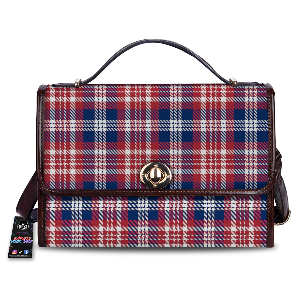 Plaid USA Print Pattern Women's Satchel Bag