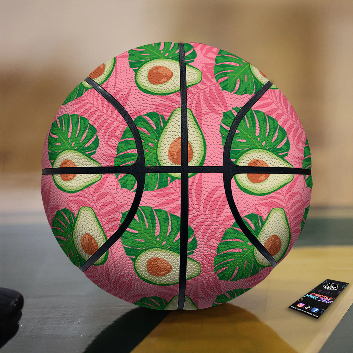 Plam Leaf And Avocado Pink Print Pattern Basketball