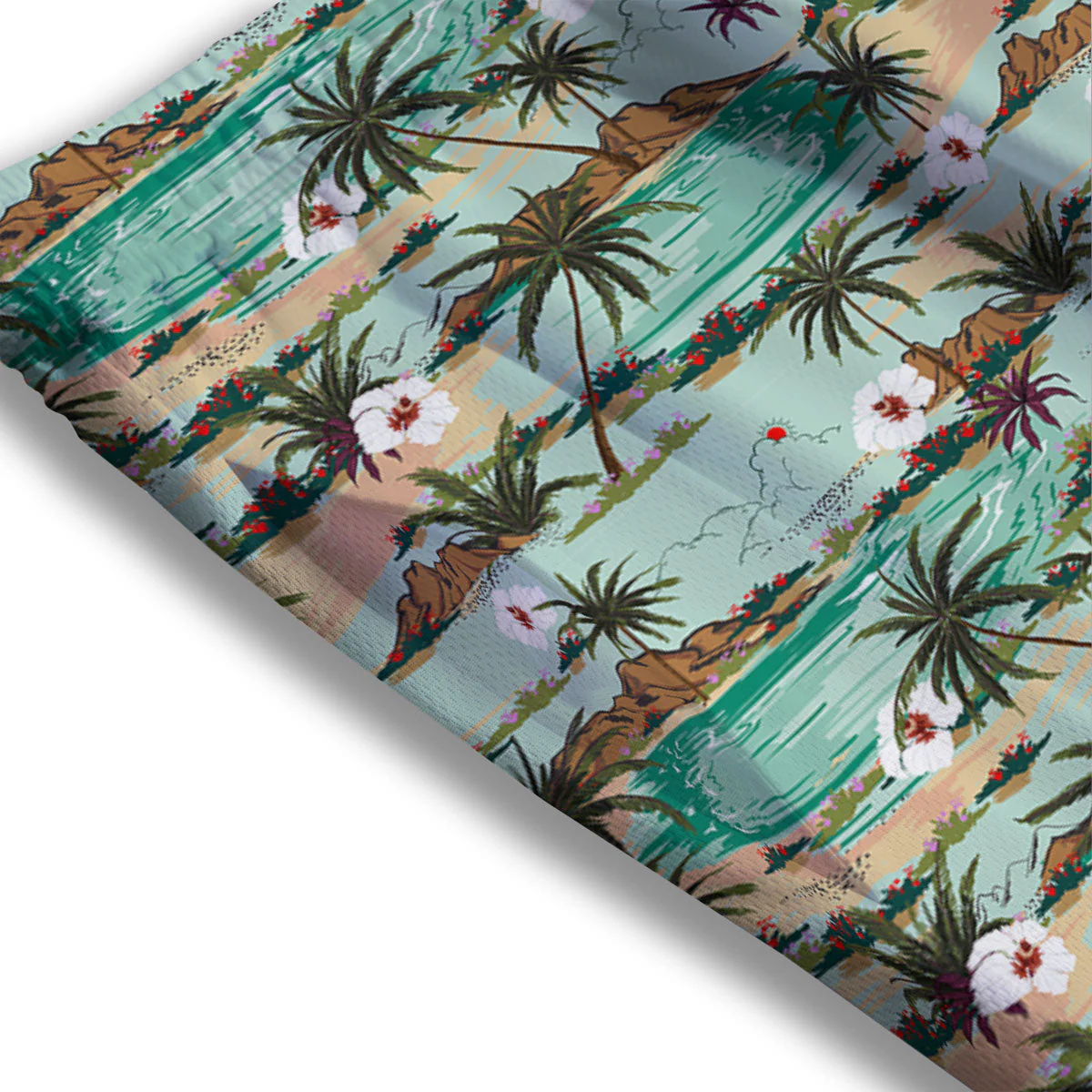 Plam Tree Beach Summer Print Pattern Mesh Shorts - Image 3