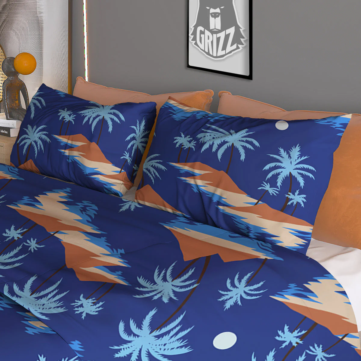 Plam Tree Beach Vintage Print Pattern Duvet Cover Bedding Set - Image 3