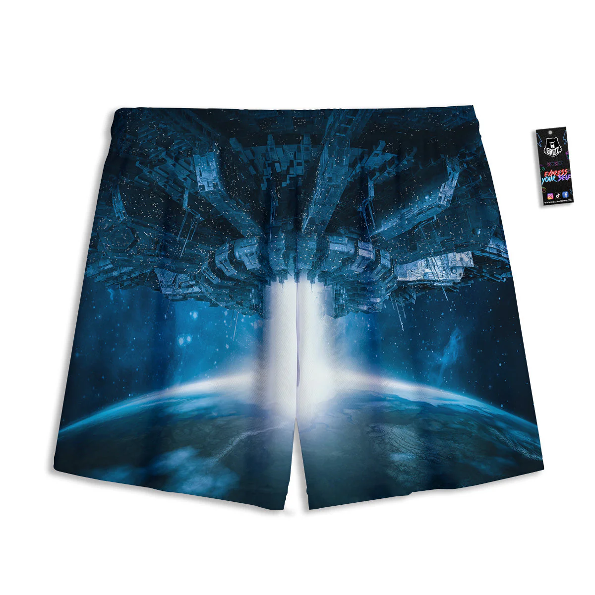 Planetary Invasion Print Mesh Shorts - Image 2