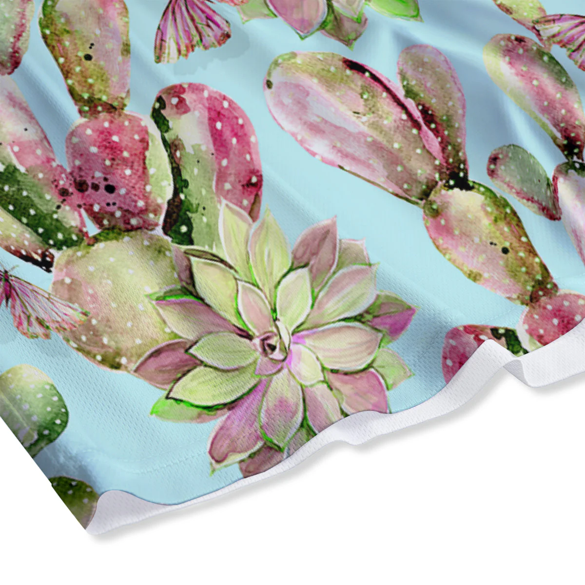 Plant Cactus Watercolor Print Pattern Mesh Shorts - Image 4