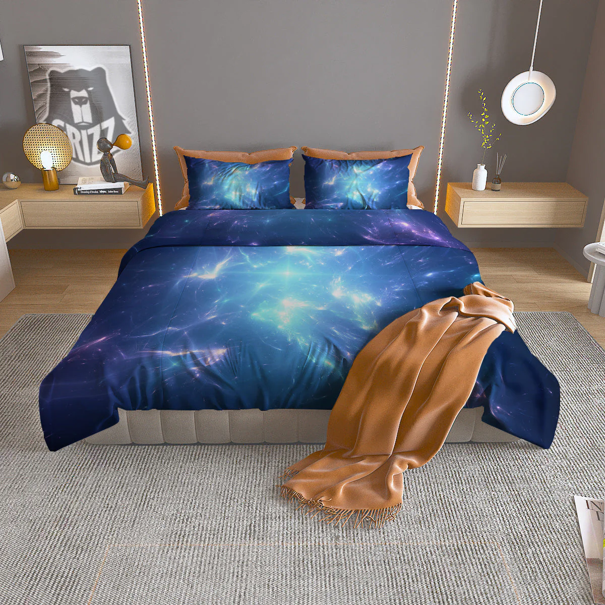 Plasma Blue Print Duvet Cover Bedding Set