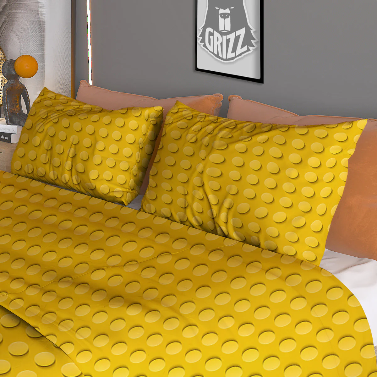 Plastic Building Blocks Yellow Print Pattern Duvet Cover Bedding Set - Image 3