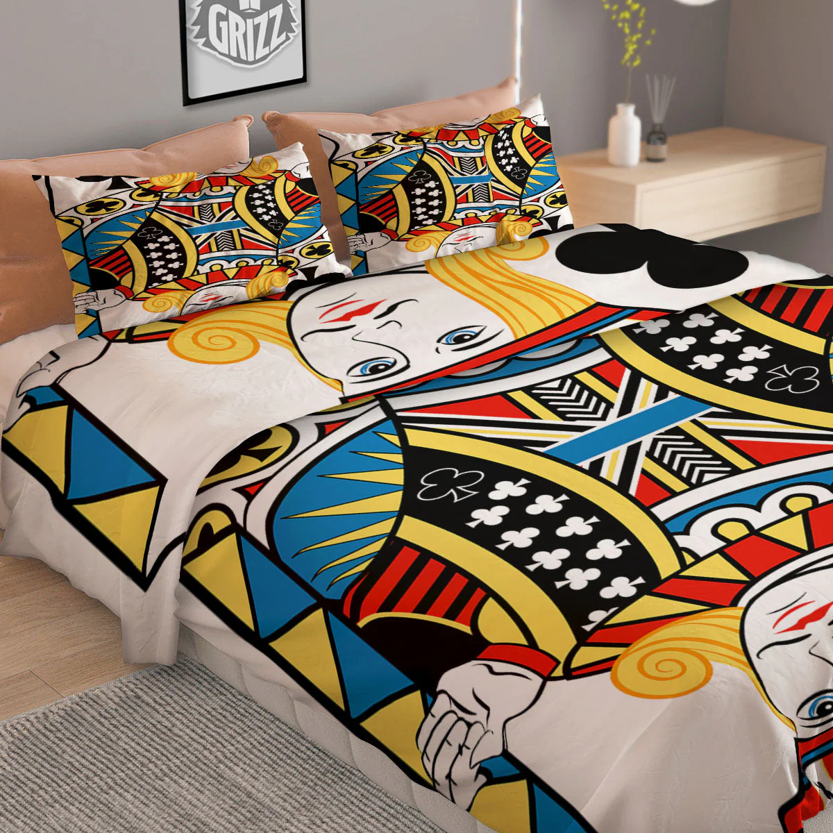 Playing Card Jack Of Clubs Print Duvet Cover Bedding Set - Image 2