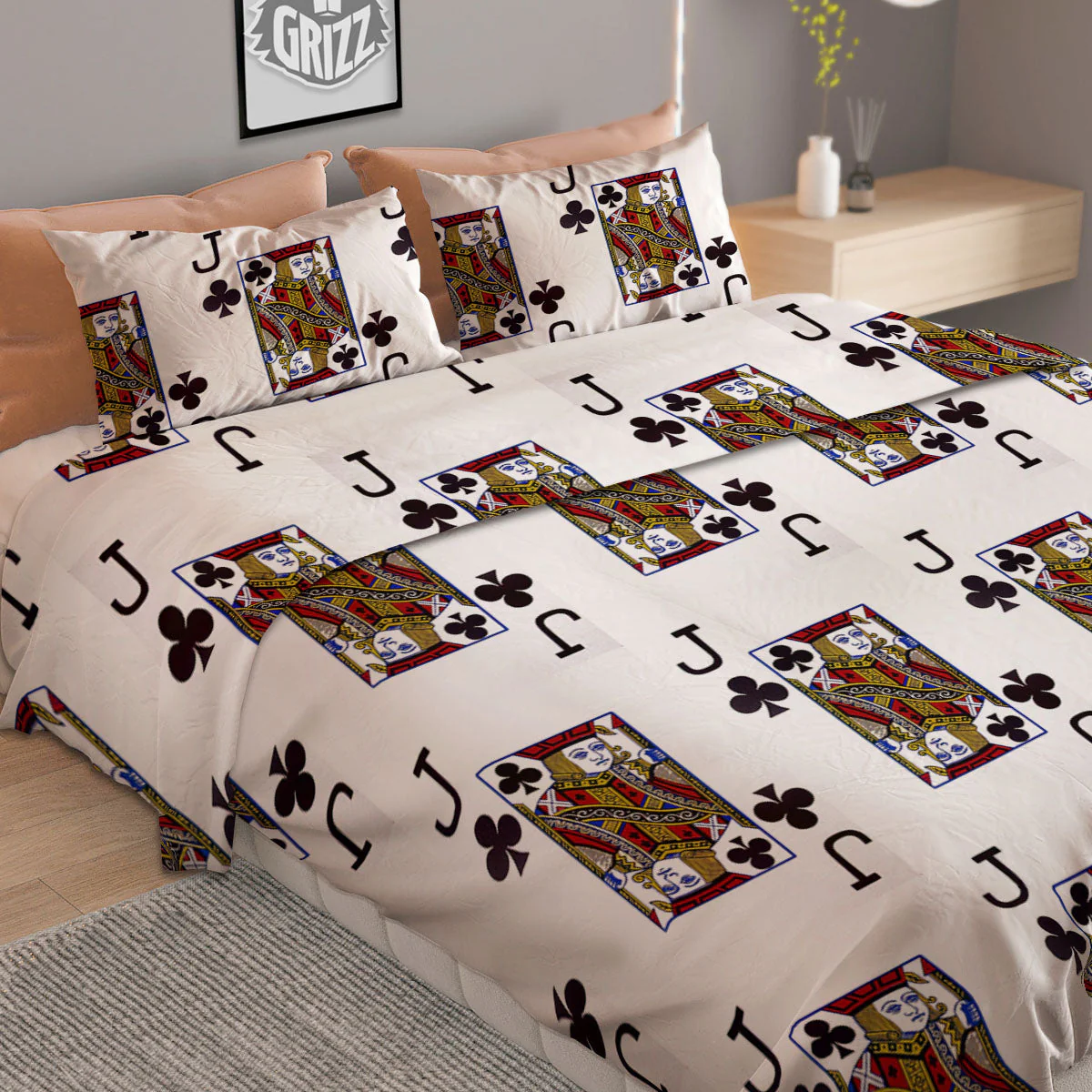 Playing Card Jack Of Clubs Print Pattern Duvet Cover Bedding Set - Image 2
