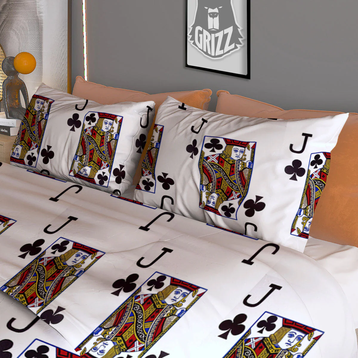 Playing Card Jack Of Clubs Print Pattern Duvet Cover Bedding Set - Image 3