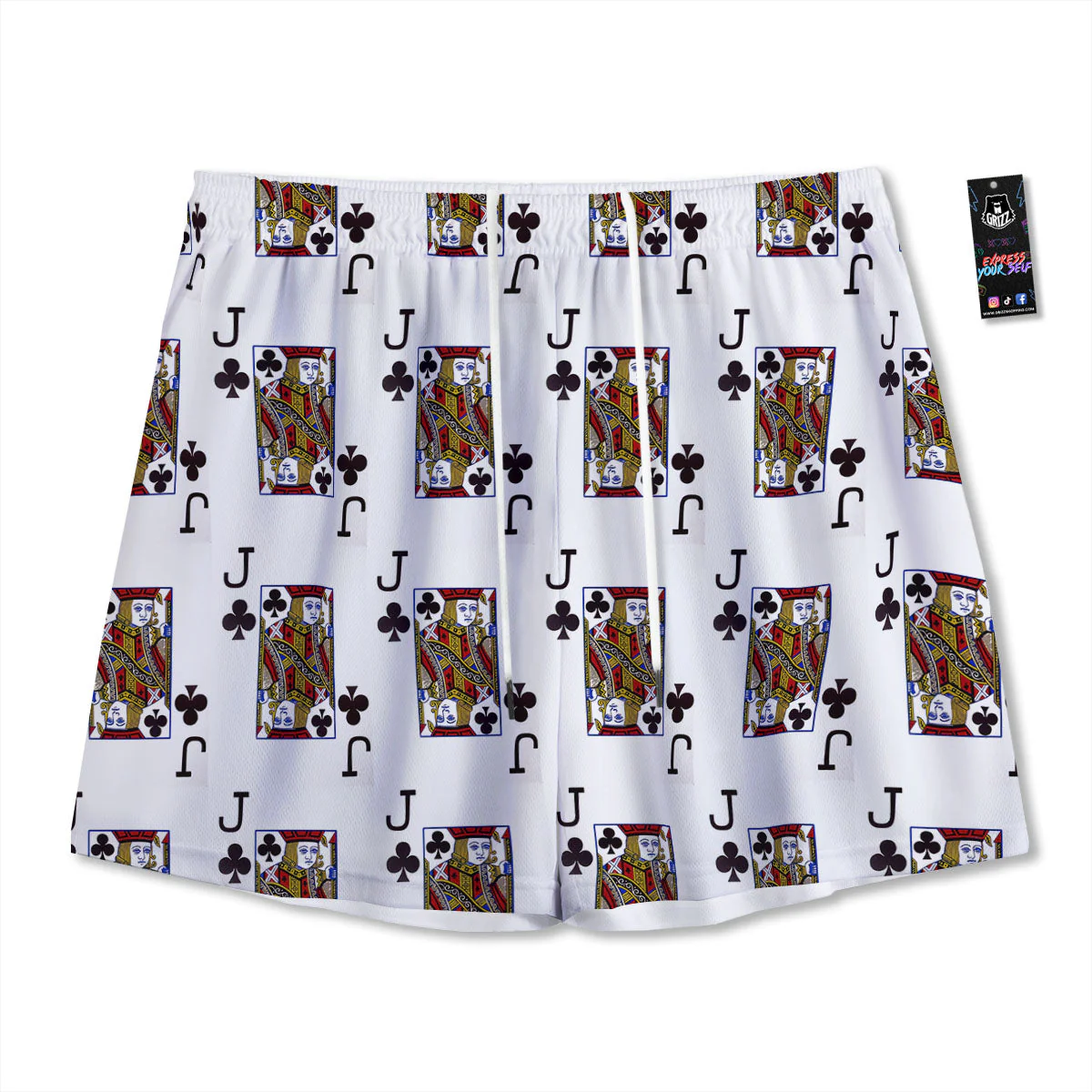 Playing Card Jack Of Clubs Print Pattern Mesh Shorts