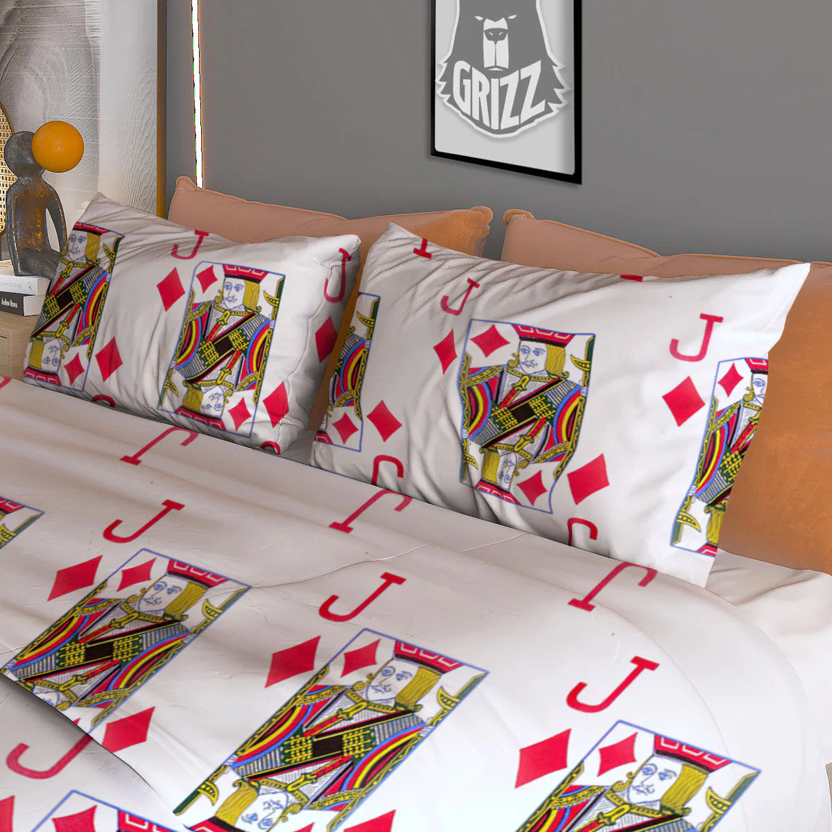 Playing Card Jack Of Diamonds Print Pattern Duvet Cover Bedding Set - Image 3
