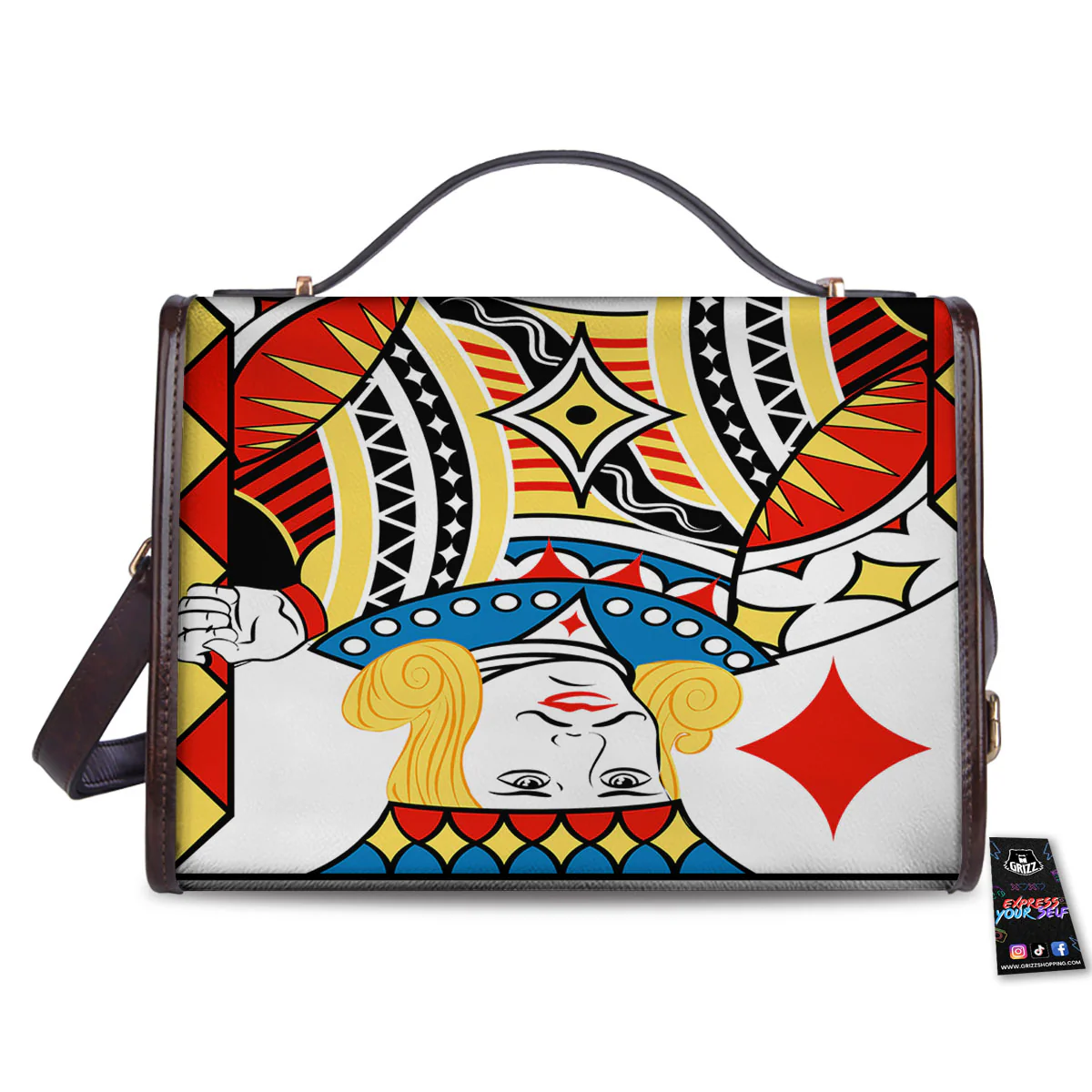 Playing Card Jack Of Diamonds Print Women's Satchel Bag - Image 2