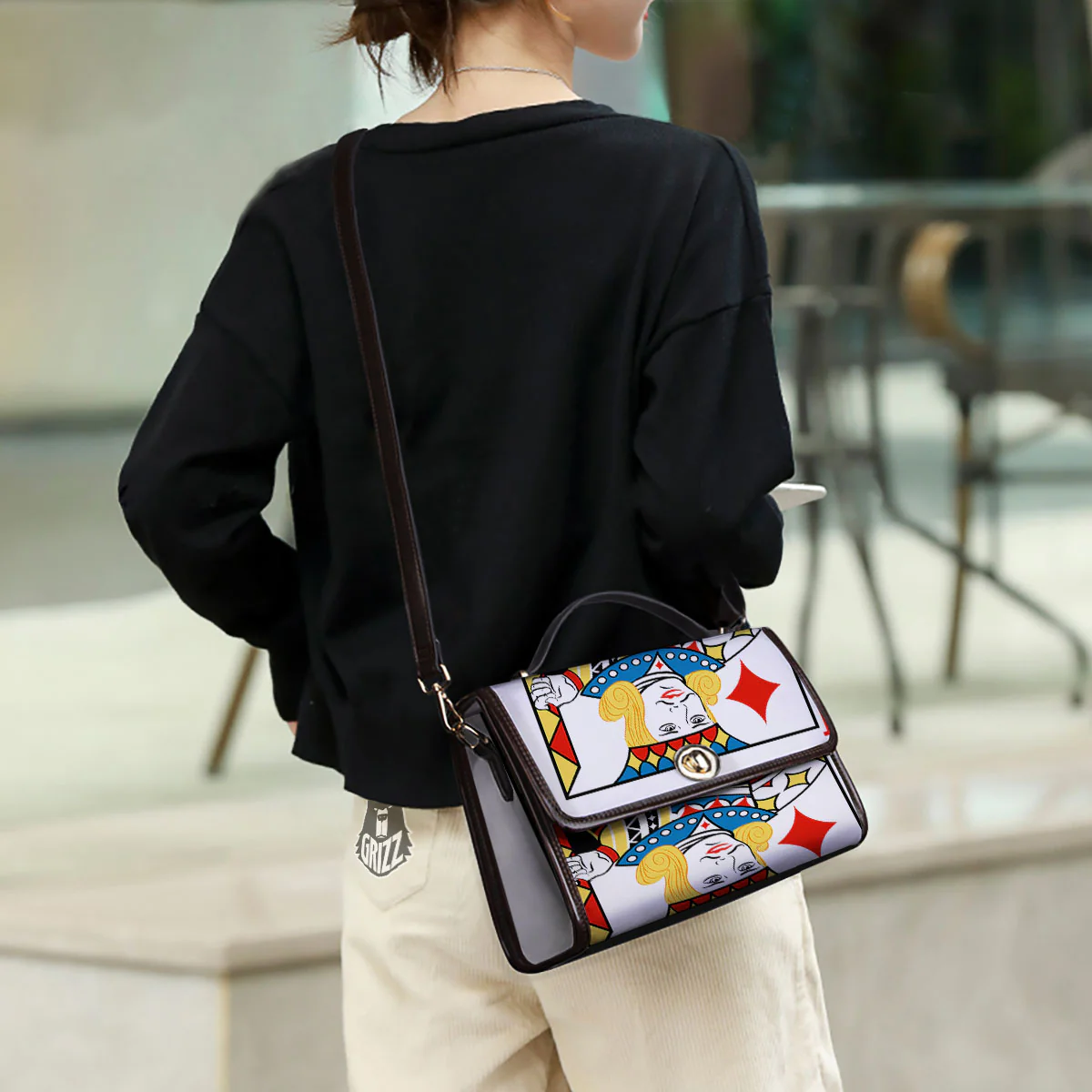 Playing Card Jack Of Diamonds Print Women's Satchel Bag - Image 3