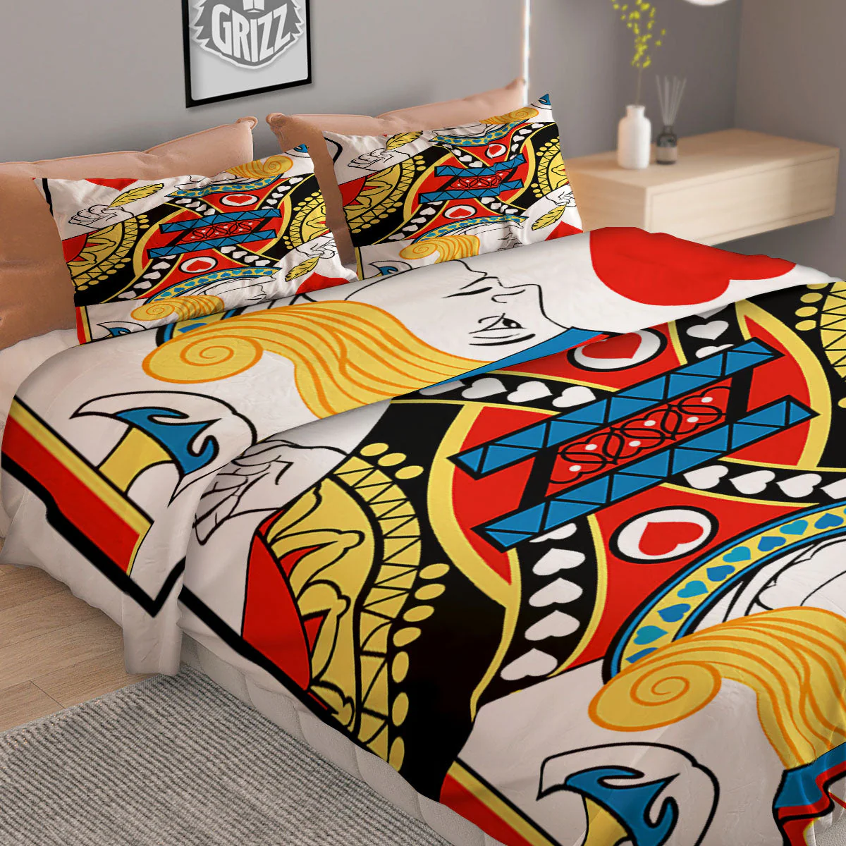 Playing Card Jack Of Hearts Print Duvet Cover Bedding Set - Image 2
