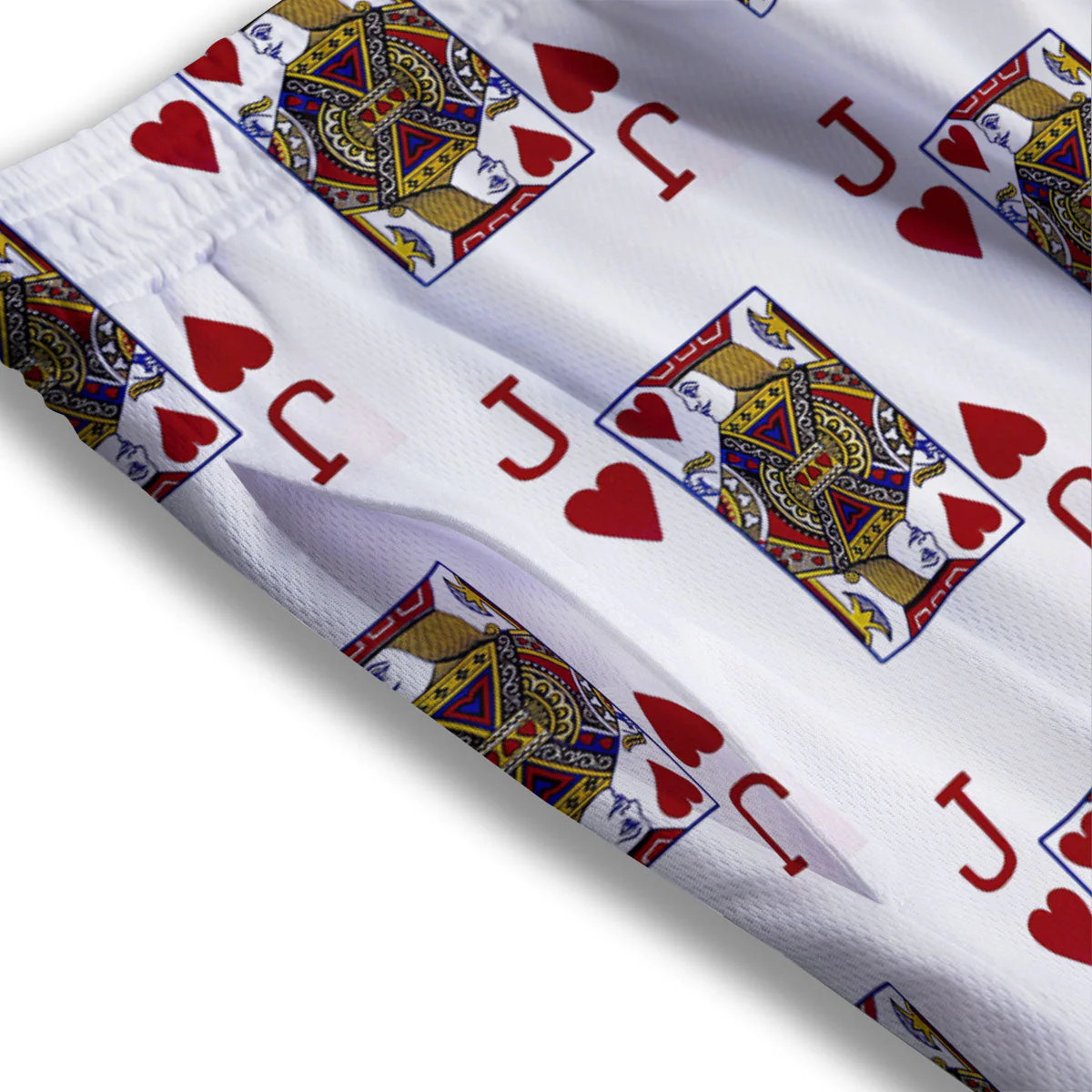 Playing Card Jack Of Hearts Print Pattern Mesh Shorts - Image 3