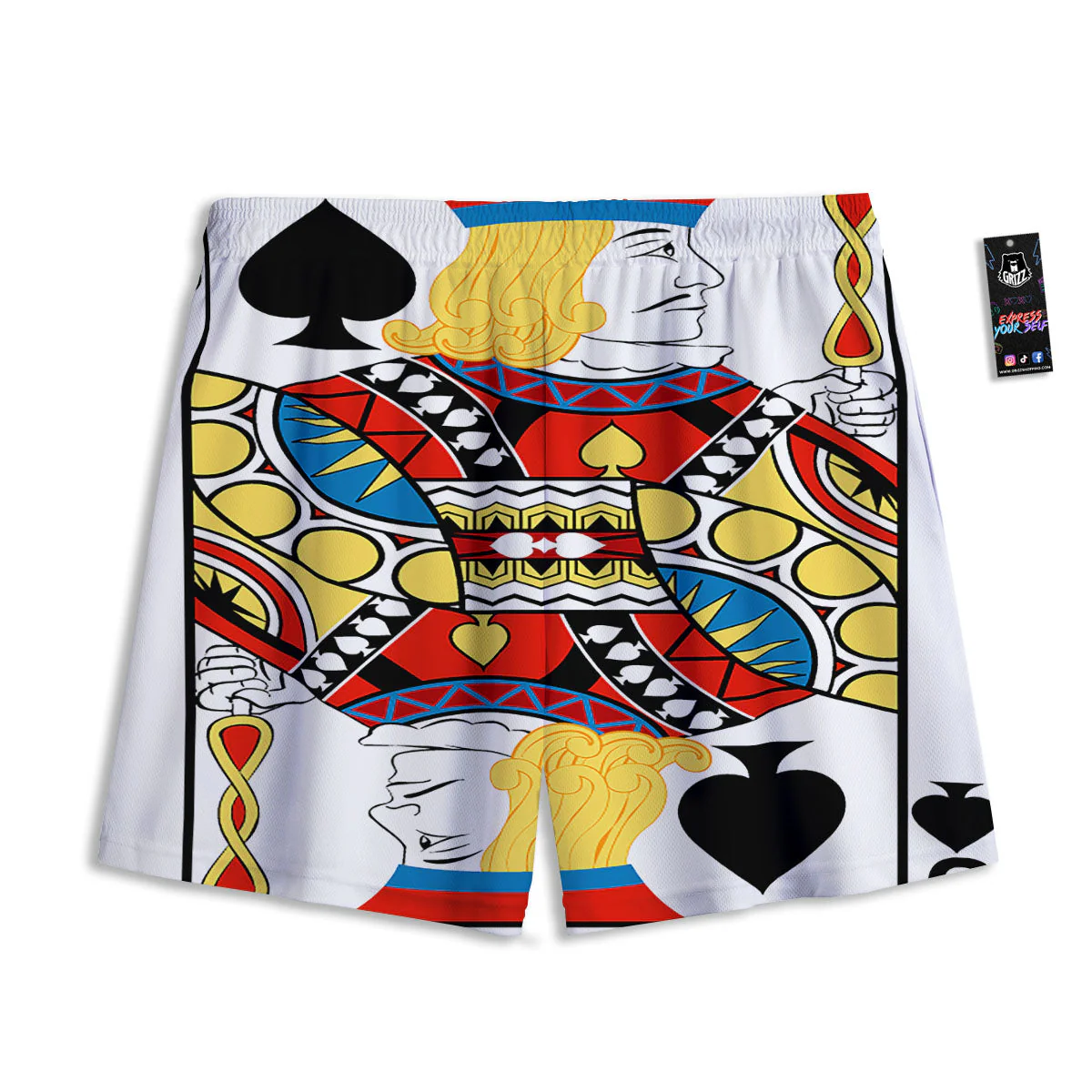 Playing Card Jack Of Spades Print Mesh Shorts - Image 2