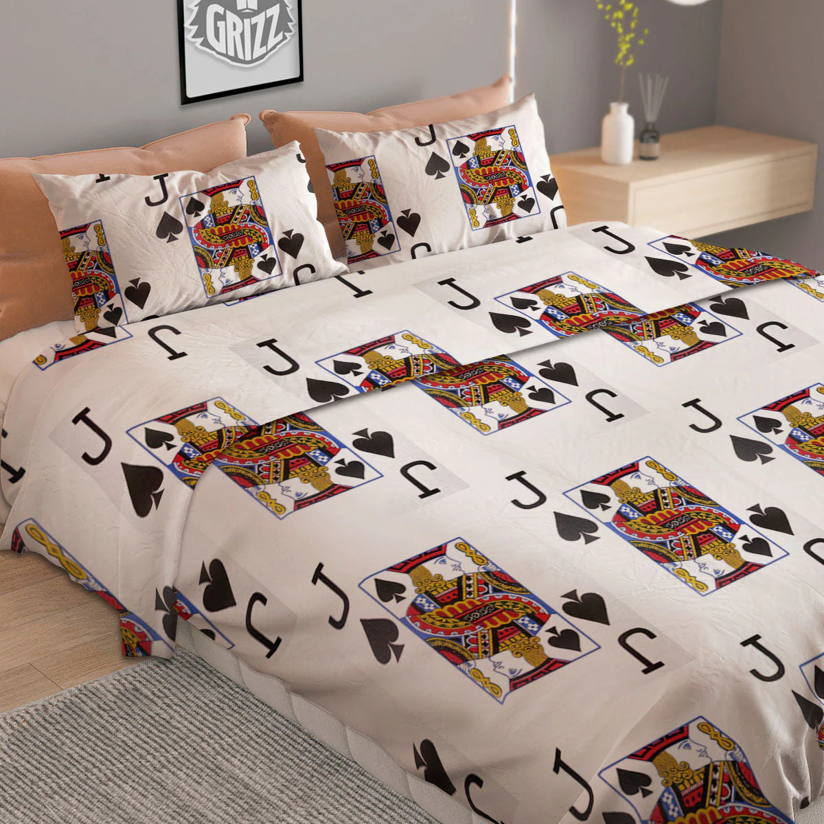 Playing Card Jack Of Spades Print Pattern Duvet Cover Bedding Set - Image 2