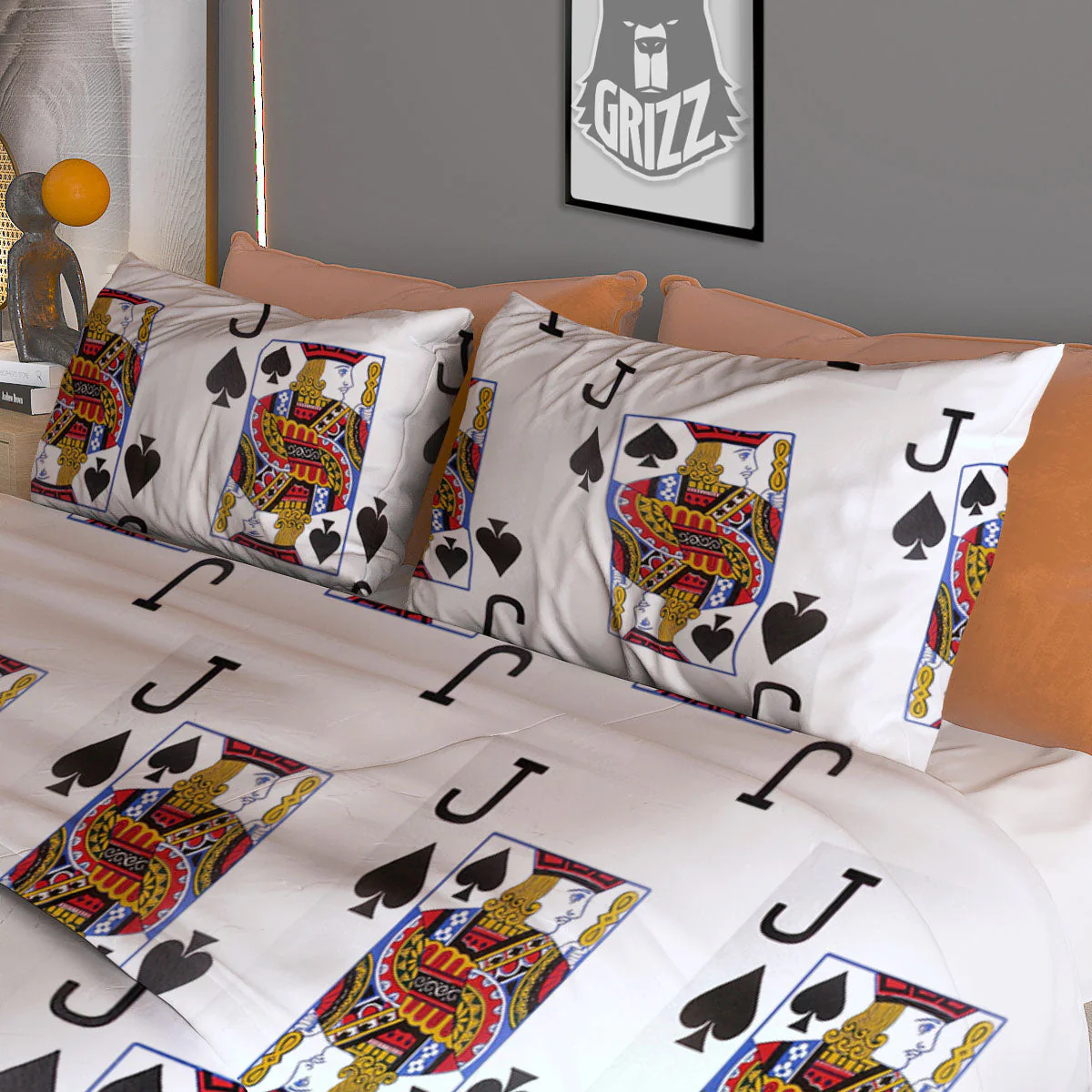 Playing Card Jack Of Spades Print Pattern Duvet Cover Bedding Set - Image 3