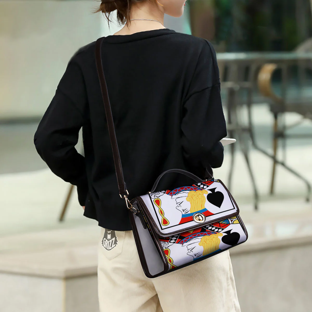 Playing Card Jack Of Spades Print Women's Satchel Bag - Image 3