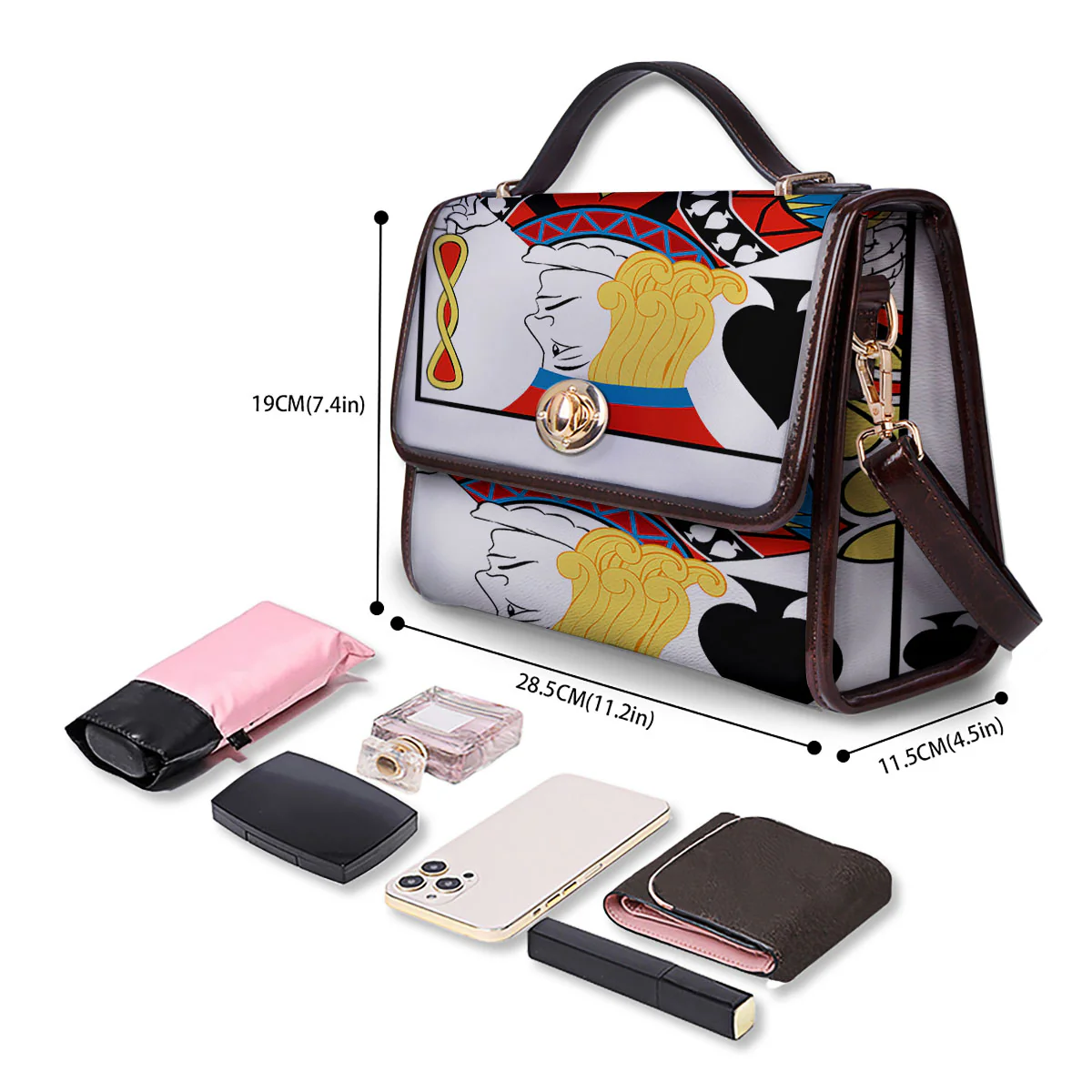 Playing Card Jack Of Spades Print Women's Satchel Bag - Image 4