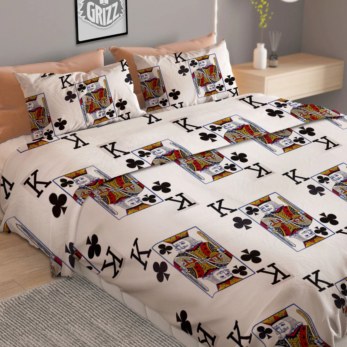 Playing Card King Of Clubs Print Pattern Duvet Cover Bedding Set - Image 2
