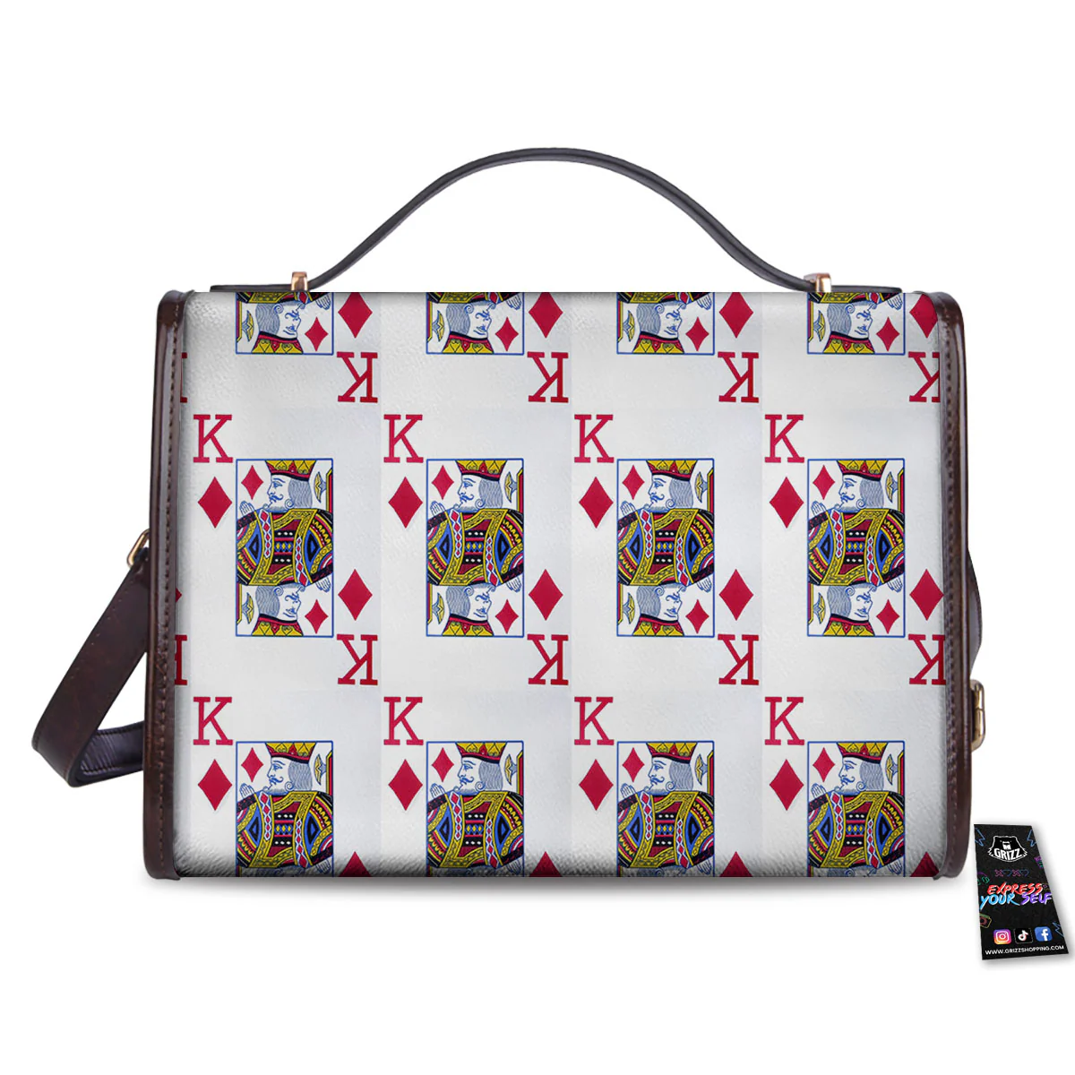 Playing Card King Of Diamonds Print Pattern Women's Satchel Bag - Image 2
