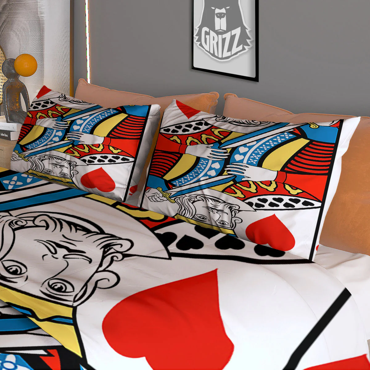 Playing Card King Of Hearts Print Duvet Cover Bedding Set - Image 3