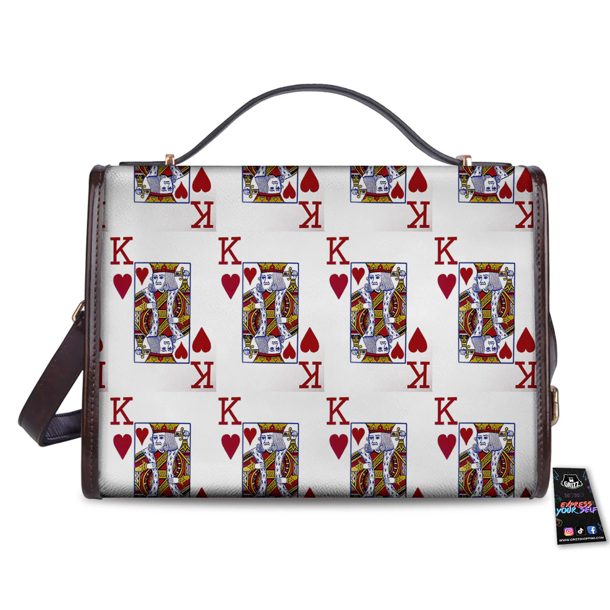 Playing Card King Of Hearts Print Pattern Women's Satchel Bag - Image 2