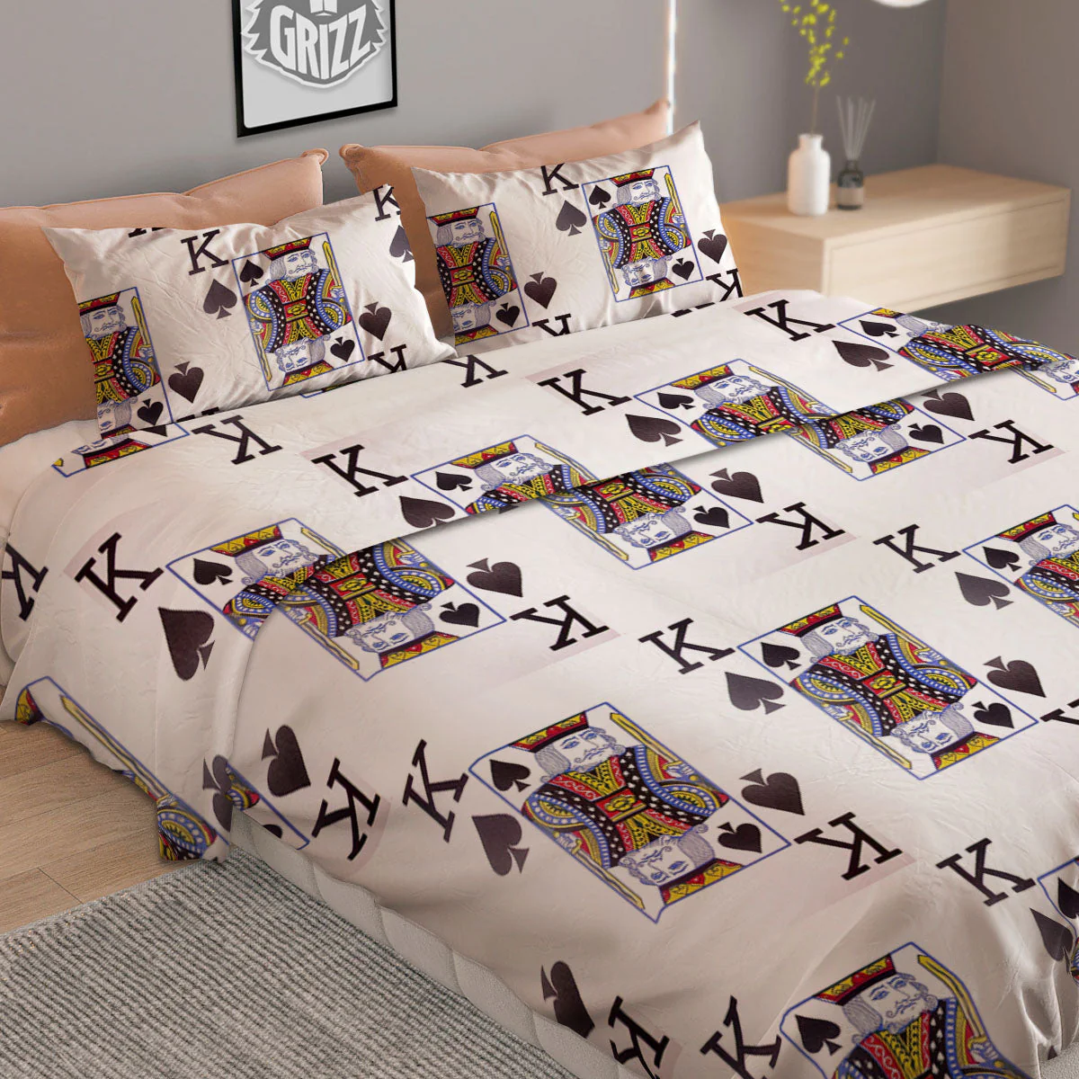 Playing Card King Of Spades Print Pattern Duvet Cover Bedding Set - Image 2