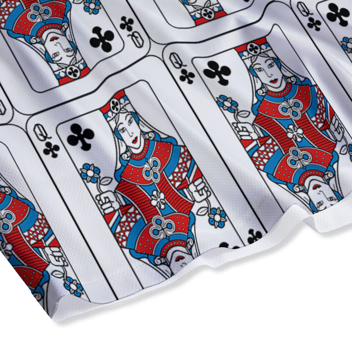 Playing Card Queen Of Clubs Print Pattern Mesh Shorts - Image 4
