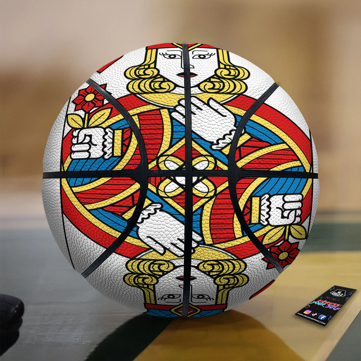 Playing Card Queen Of Diamonds Print Basketball