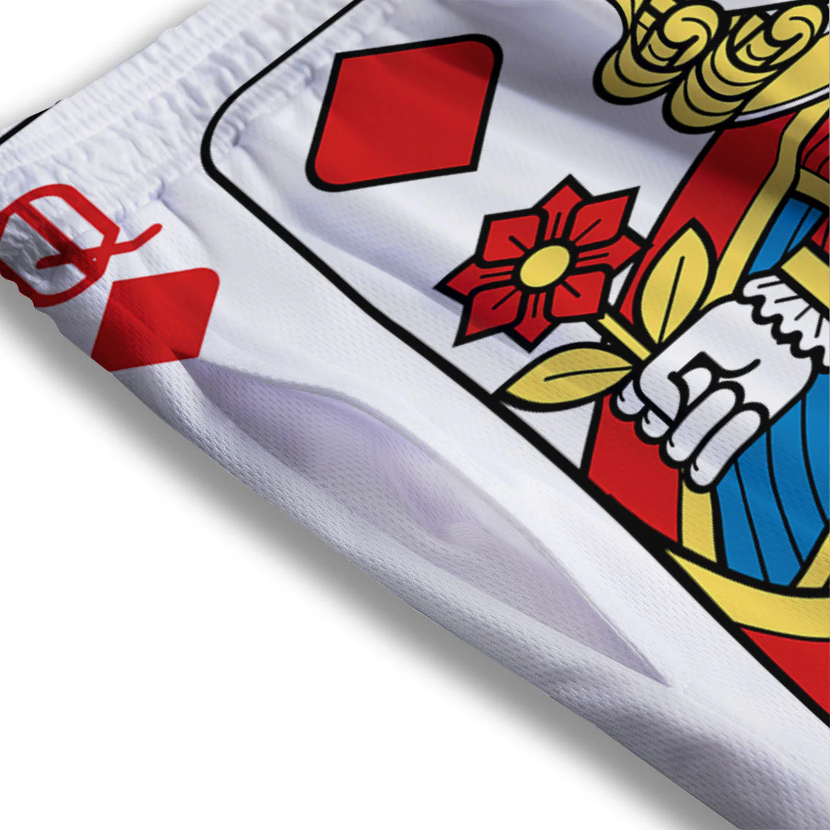 Playing Card Queen Of Diamonds Print Mesh Shorts - Image 3