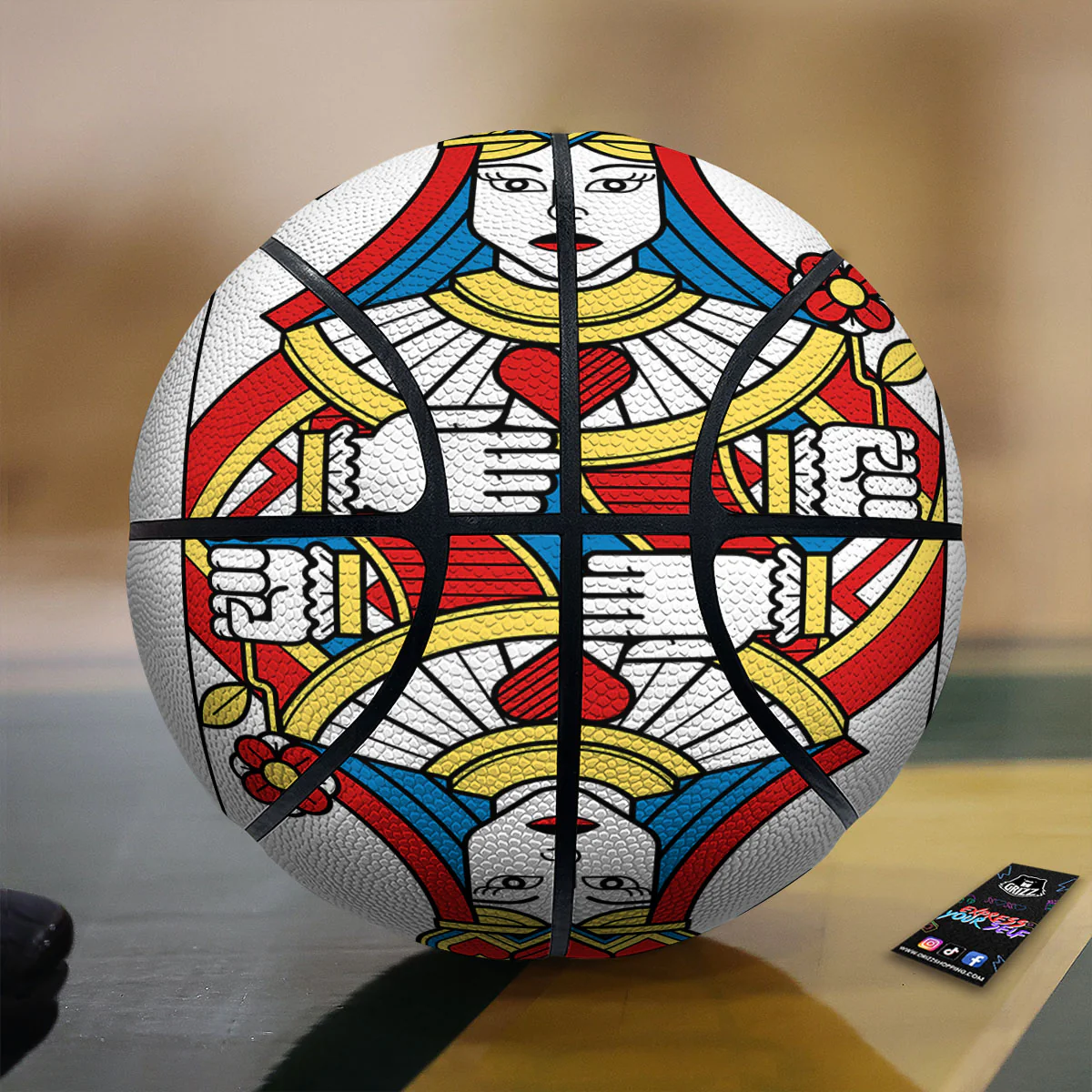 Playing Card Queen Of Hearts Print Basketball